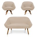 Ver imagem 1 de Kit 01 Namoradeira 02 Lugares e 02 Poltronas Giratória Giovana Suede Base Madeira MM30 - D’Rossi - B
