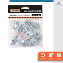 Kit 20 Fecho rolete zincado para móveis e armário - Starfer - 5