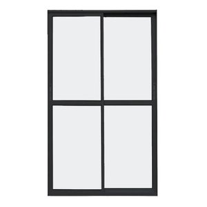 Porta de Alumínio de Correr 2 Folhas Com Fechadura Lado Esquerdo 210x120 Preto Allo Esquadrias