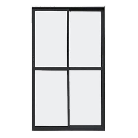 Porta de Alumínio de Correr 2 Folhas Com Fechadura Lado Esquerdo 210x120 Preto Allo Esquadrias