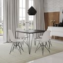 Ver imagem 1 de Mesa Sala De Jantar Industrial Quadrada Preta 90 Com 4 Cadeiras Brancas De Ferro Preto Cor: Preto