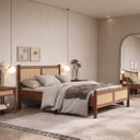 Ver imagem 2 de Cama de Casal Madeira Maciça com Rattan 140 X 190 Cm Castanho Cefira Idimex