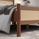 Ver imagem 3 de Cama de Casal Madeira Maciça com Rattan 140 X 190 Cm Castanho Cefira  Idimex