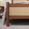 Cama de Casal Madeira Maciça com Rattan 140 X 190 Cm Castanho Cefira  Idimex - 5
