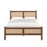 Cama de Casal Madeira Maciça com Rattan 140 X 190 Cm Castanho Cefira  Idimex - 6