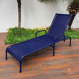 Kit 2 Espreguiçadeiras Catar + Mesa para Jardim e Piscina - Azul - 8