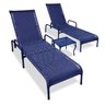 Kit 2 Espreguiçadeiras Catar + Mesa para Jardim e Piscina - Azul - 1