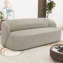 Ver imagem 2 de Sofá 3 Lugares Orgânico para Sala de Estar Living 205cm Heidy F04 Veludo Bege - Lyam Decor