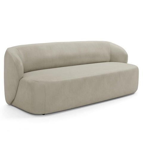 Sofá 3 Lugares Orgânico para Sala de Estar Living 205cm Heidy F04 Veludo Bege - Lyam Decor