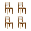 Ver imagem 1 de Combo 4 Cadeiras para Sala de Jantar em Palha Estofada Linho Cor Bege Estrutura em Madeira Maciça To
