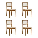 Ver imagem 2 de Combo 4 Cadeiras para Sala de Jantar em Palha Estofada Linho Cor Bege Estrutura em Madeira Maciça To