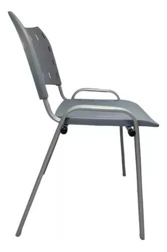 Kit Com 4 Cadeiras Iso Para Escola Escritório Comércio Cinza Base Prata - 2