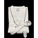 Ver imagem 1 de Roupão de Banho Briza Piquê Adulto c/ Viés 100% Algodão Manga Curta (5009) - M - Branco