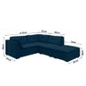 Sofá De Canto Com Puff 5 Lugares Cabul Veludo Azul Luizzi Azul - 4