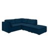 Sofá De Canto Com Puff 5 Lugares Cabul Veludo Azul Luizzi Azul - 5