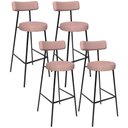 Ver imagem 1 de Kit 04 Banquetas Alta Bar Cozinha Sala de Jantar Aço Milão L02 Linho Rosa - Lyam Decor
