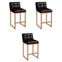 Ver imagem 2 de Banqueta Cozinha Alta com Encosto Industrial Kit 3 Bronze Lirina Pu C05 - D’Rossi