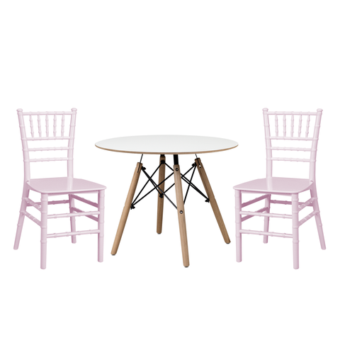 Conjunto Infantil Mesa Eames 60cm com 2 Cadeiras Tiffany Polipropileno Kids
