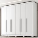 Ver imagem 3 de Guarda Roupa Casal Platina 6 Portas 6 Gavetas MDF Laqueado Branco Absoluto Milani Movelaria