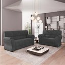 Ver imagem 2 de Conjunto de Sofá 2 e 3 Lugares Holanda Cinza Suede