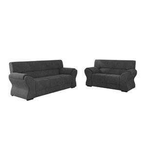Conjunto de Sofá 2 e 3 Lugares Holanda Cinza Suede