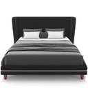 Ver imagem 2 de Cabeceira Casal Nilo 160cm com Cama Pés Madeira Suném P05 Veludo Preto - Lyam Decor