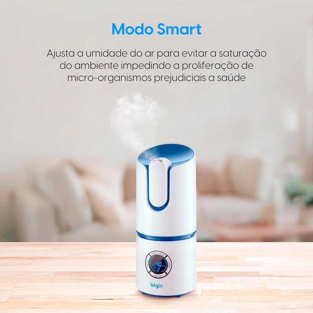 Umidificador de Ar Ultrassônico Inteligente Bivolt com Medidor de Temperatura e Umidade 2,5l Elgin - 2