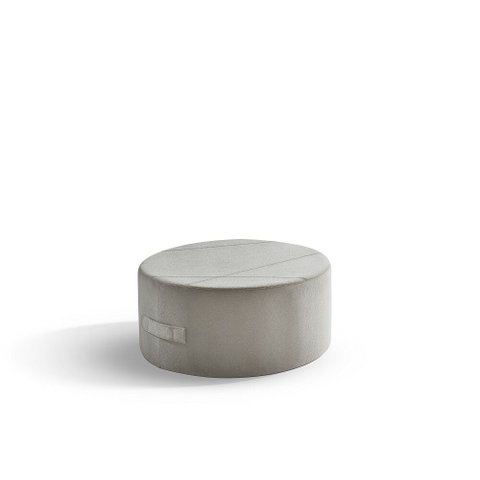 Puff Redondo 60cm Calais | Linho Off White - Ilha Bela