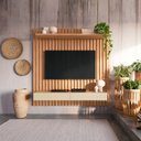 Ver imagem 1 de Painel para Tv até 75 Polegadas 2 Gavetas 183cm Ripado Freijó/off White - Dalla Costa