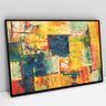 Quadro Decorativo em Canvas Pincelada Amarela - Moldura Preta - 120 x 80cm - 1