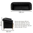 Ver imagem 3 de Sofá Living Capitone 2 Lugares Milano 188 cm Pes Madeira Courino Tcs 724 Moll