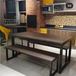 Mesa Estilo/Modelo Industrial com 1 banco (1,60 x 0,80) - 1
