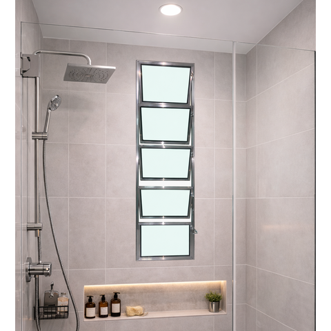 Vitro Basculante 100x40 Alumínio Brilhante Vidro Liso