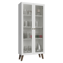 Ver imagem 2 de Cristaleira 70 cm 2 Portas de Vidro com Pés Trapézio Branco/Rustic Vik Madesa
