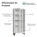 Ver imagem 4 de Cristaleira 70 cm 2 Portas de Vidro com Pés Trapézio Branco/Rustic Vik Madesa