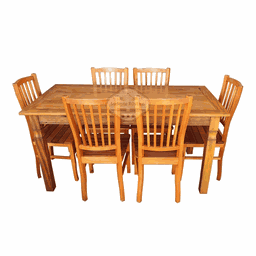 Conjunto Mesa Rústica 160x80cm Com 6 Cadeiras em Madeira de Demolição Sudeste Rústico - 2