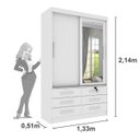 Ver imagem 3 de Guarda Roupa 2 Portas 6 Gavetas com Espelho Chicago - Tcil Móveis - Neve