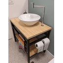 Ver imagem 1 de Gabinete para Lavabo Industrial 60x45x75alt com 1 Prateleira e suporte para toalha e papel Pinus 30m