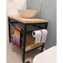 Ver imagem 2 de Gabinete para Lavabo Industrial 60x45x75alt com 1 Prateleira e suporte para toalha e papel Pinus 30m