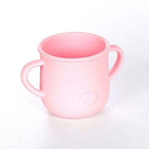 Copo Infantil de Treinamento com Alça Bebê Silicone 150ml Rosa