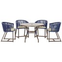 Ver imagem 1 de Mesa com 4 Cadeiras de Jantar Roma 100cm e Noronha em Aluminío Marrom Corda Nautica Estofado 7 Trama
