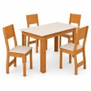 Ver imagem 2 de Conjunto Mesa Íris com 4 Cadeiras em 100% MDF Alto Relevo e Tampo Fitado - Bagum Bege/Cinamomo Off