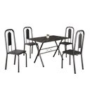 Ver imagem 2 de Conjunto de Mesa Tubular 100x60cm Tampo em Ardósia com 4 Cadeiras Lívia Prata/Preto/Martelado