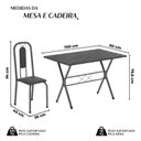 Ver imagem 3 de Conjunto de Mesa Tubular 100x60cm Tampo em Ardósia com 4 Cadeiras Lívia Prata/Preto/Martelado