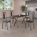 Ver imagem 1 de Conjunto de Mesa Tubular 100x60cm Tampo em Ardósia com 4 Cadeiras Lívia Prata/Preto/Martelado