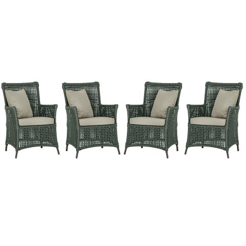 4 Poltronas Igapó Alumínio Micro Pintura Marrom Corda Náutica Estofado 7