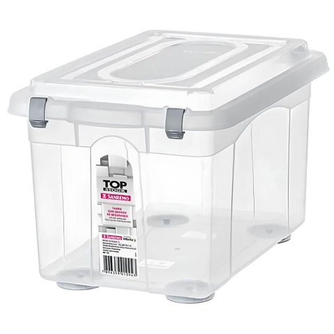 Caixa Organizadora com Tampa Top Stock Sanremo 16,7L Plástico Transparente Empilhável