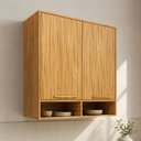 Ver imagem 1 de Armário Aéreo Cozinha 80 cm Trebbiano 2 Portas 1 Prateleira 100% MDF Amêndoa - Rio Doce