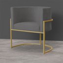 Ver imagem 4 de Poltrona Decorativa Sala de Estar Luana Base Gold Suede Cinza - Montanaris Decor Md Montanaris Decor