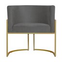Ver imagem 2 de Poltrona Decorativa Sala de Estar Luana Base Gold Suede Cinza - Montanaris Decor Md Montanaris Decor